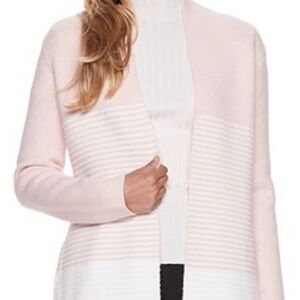Elle Women’s Pink & White Pullover Cardigan Sweater Coat - SZ: XL